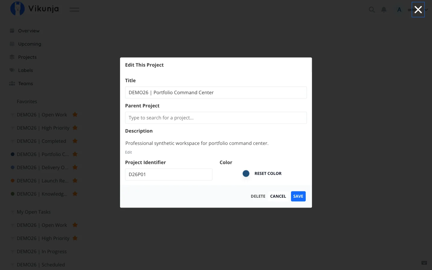 Light Desktop Project Settings