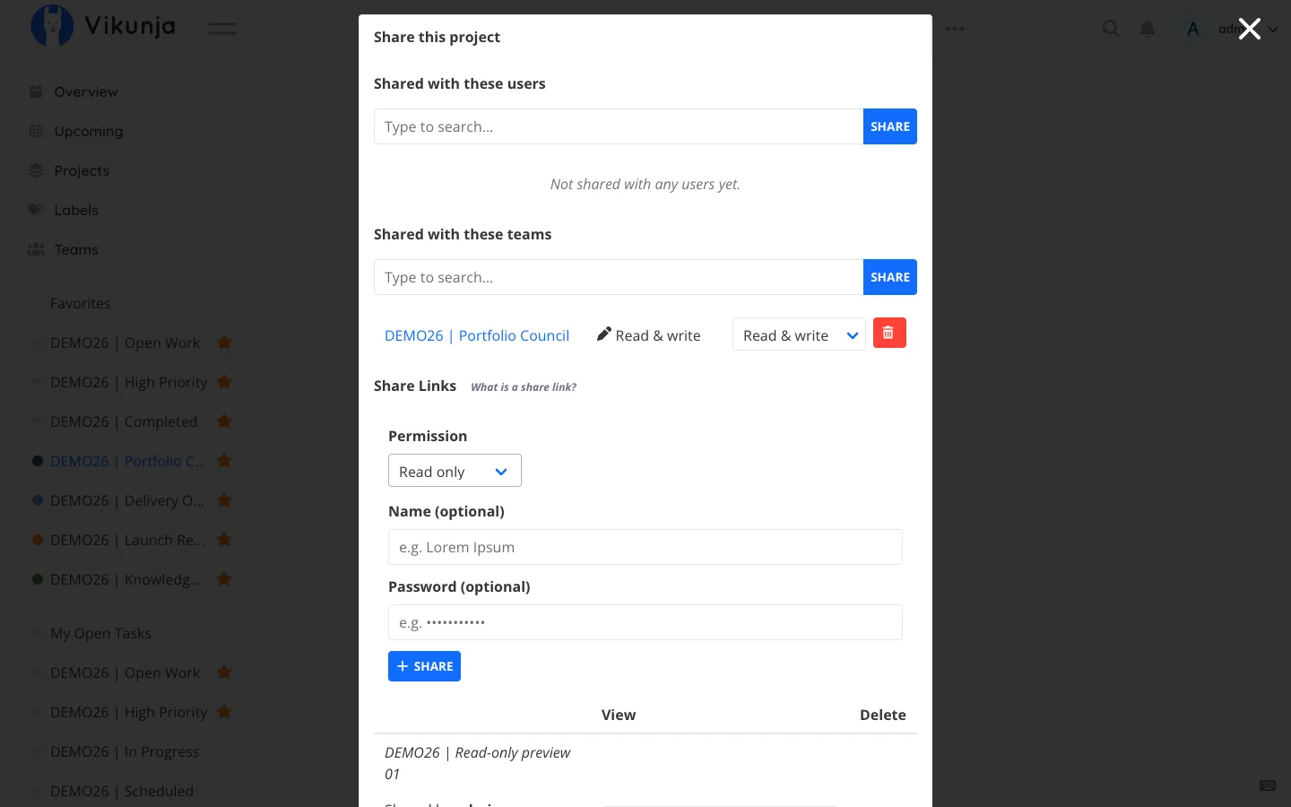 Light Desktop Project Sharing