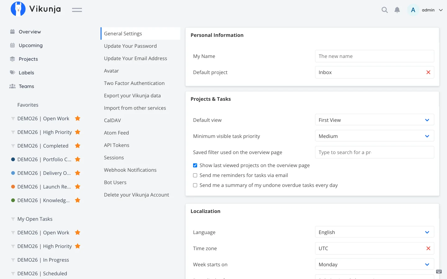 Light Desktop General User Settings