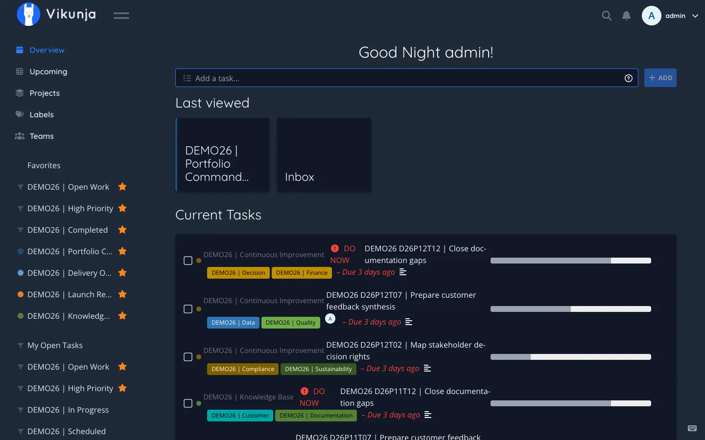 Dark Desktop Dashboard Overview