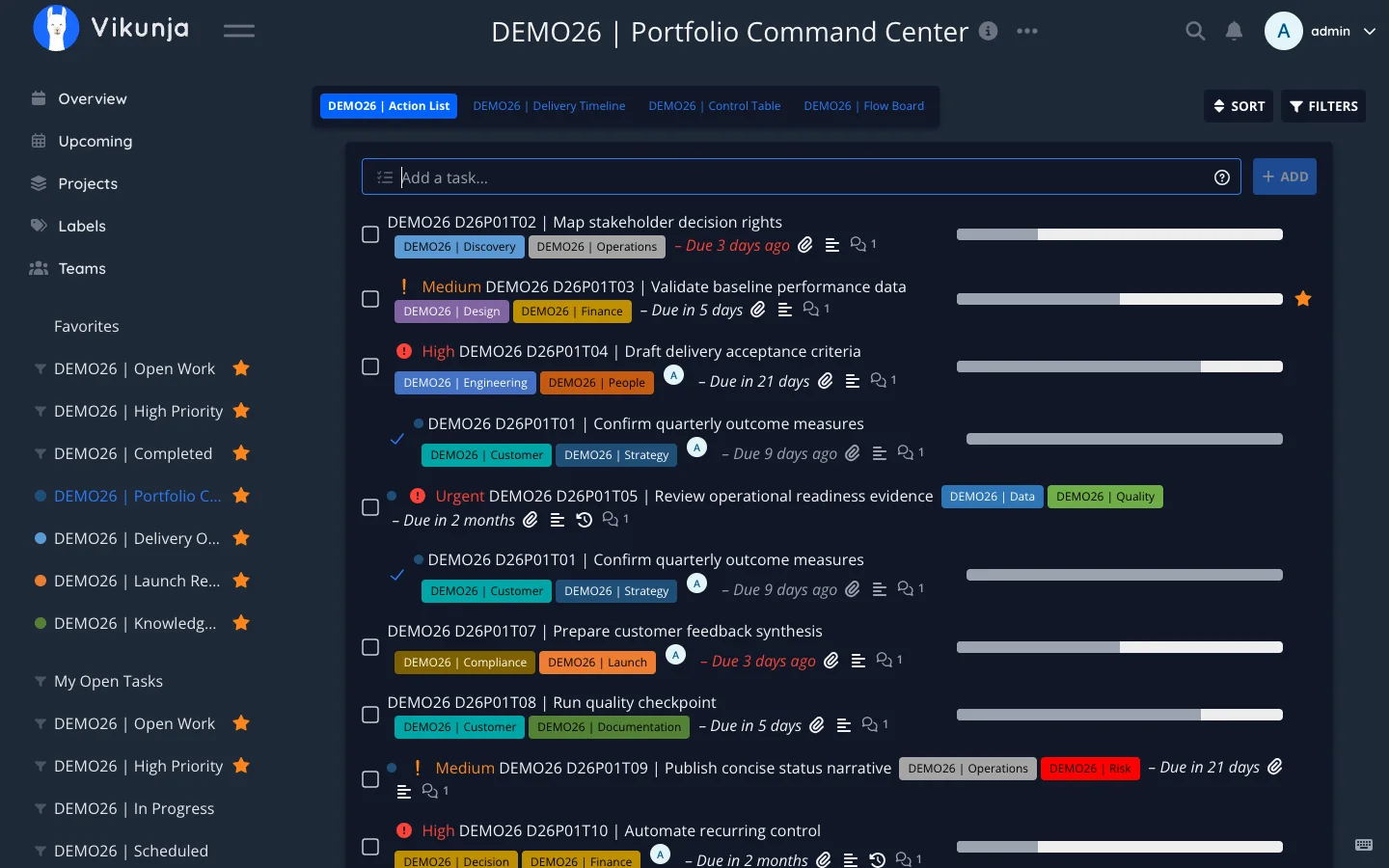Dark Desktop Project List View