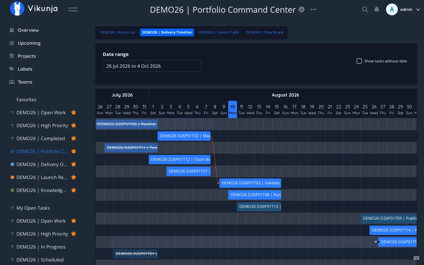 Dark Desktop Project Gantt View