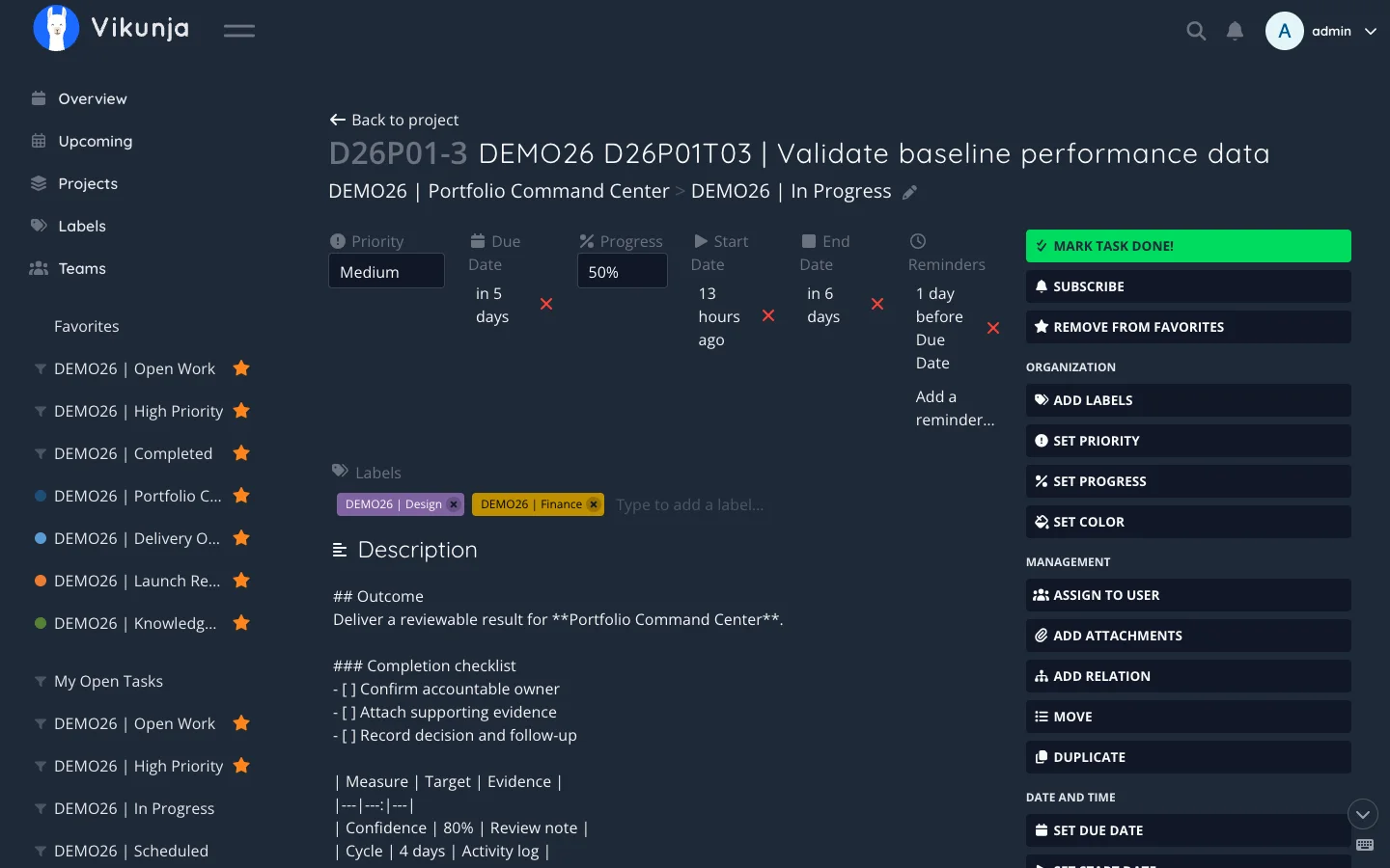 Dark Desktop Task Overview