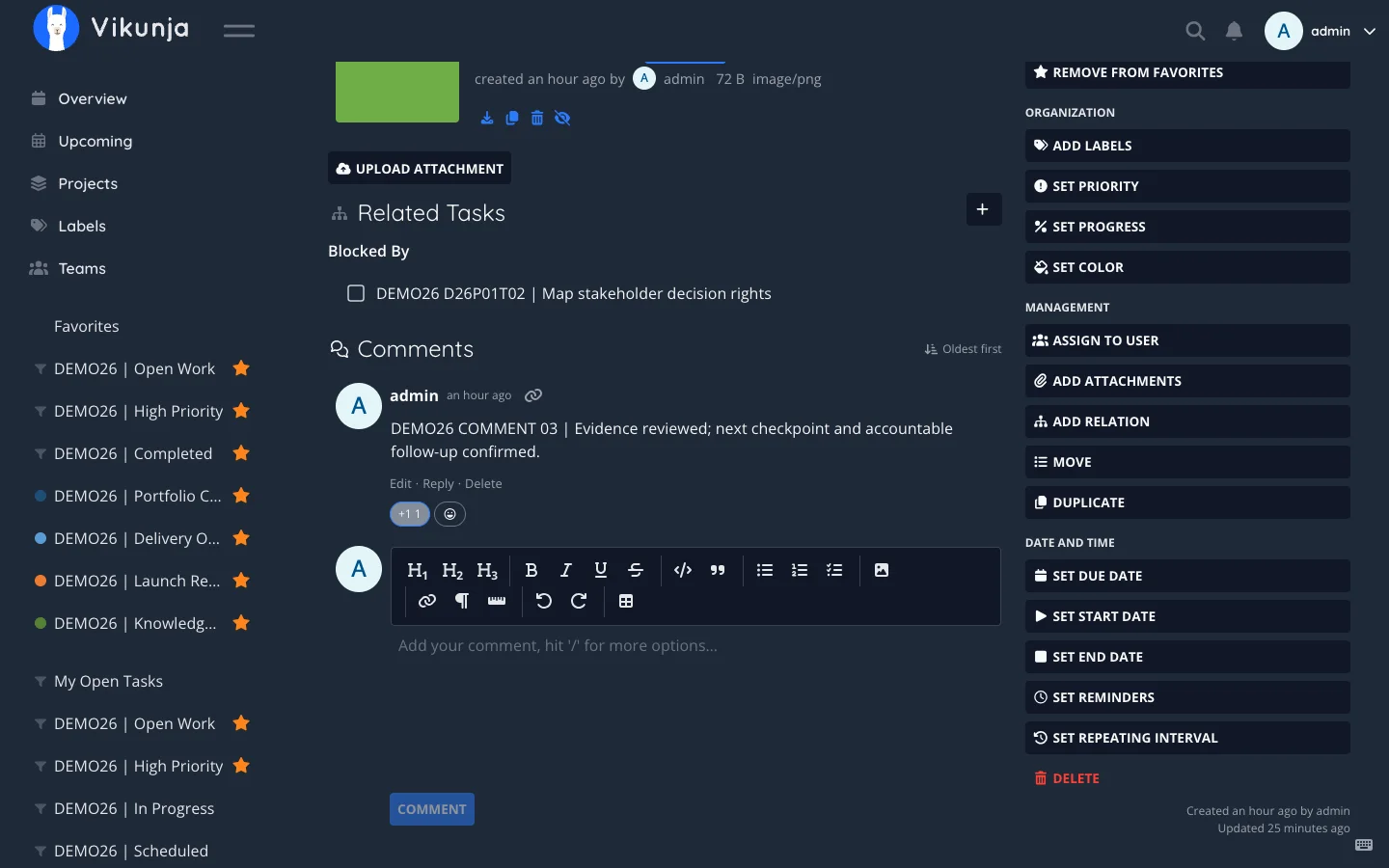 Dark Desktop Task Comments