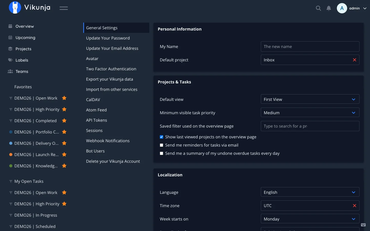 Dark Desktop General User Settings