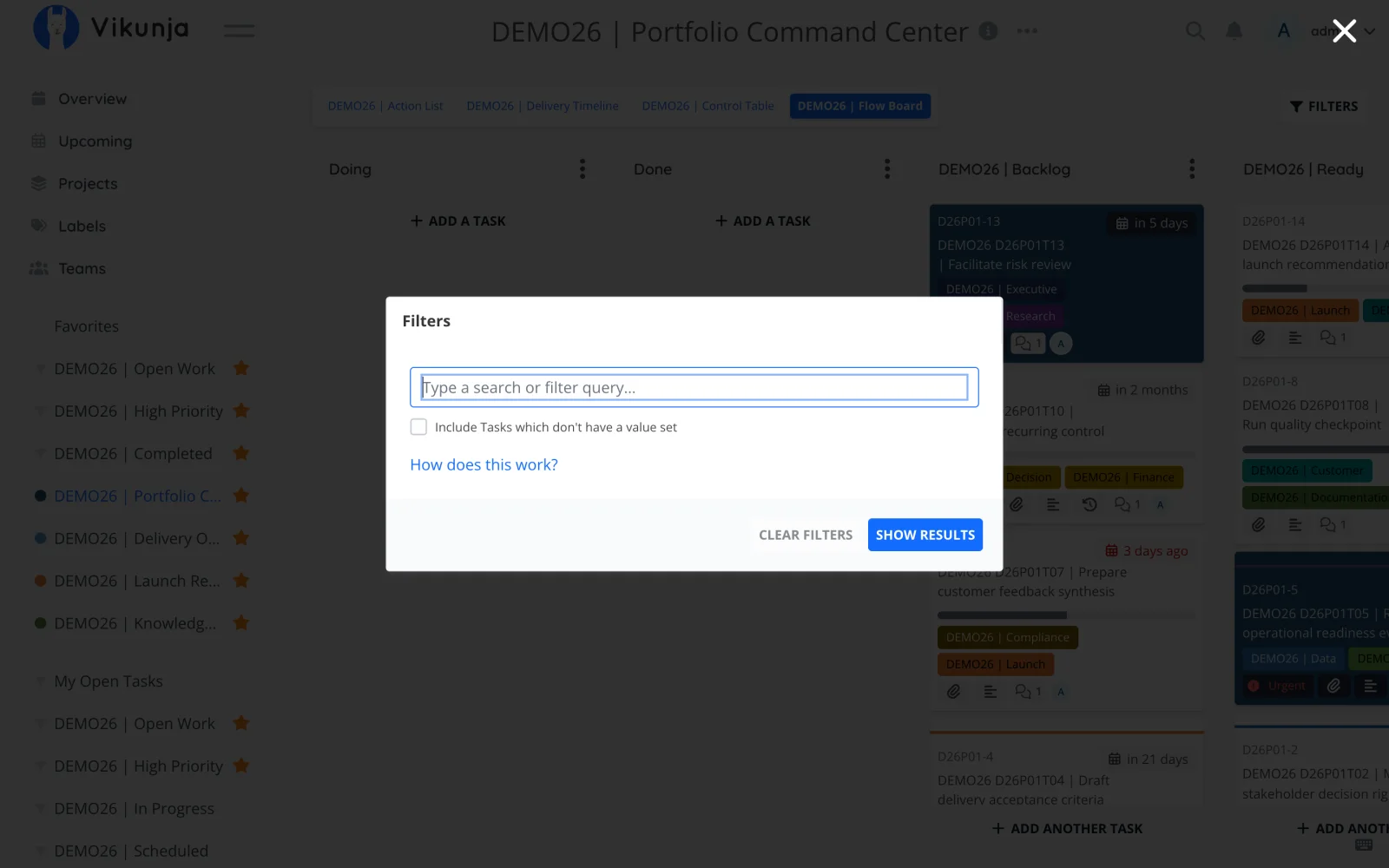 Light Retina Project List Filters