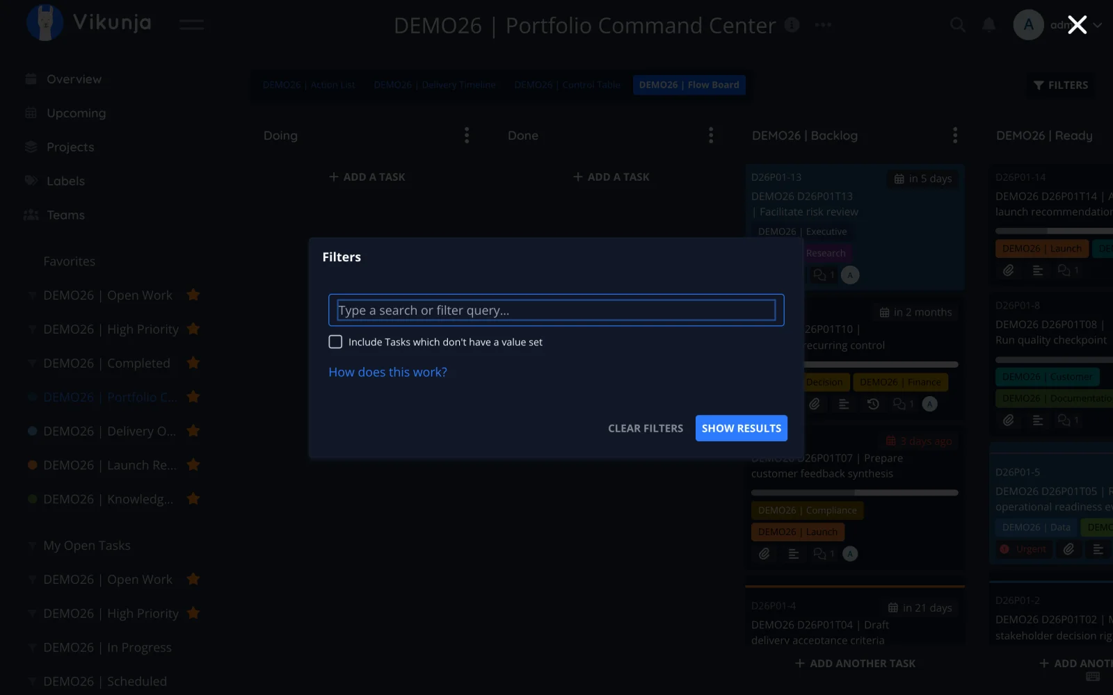Dark Retina Project List Filters