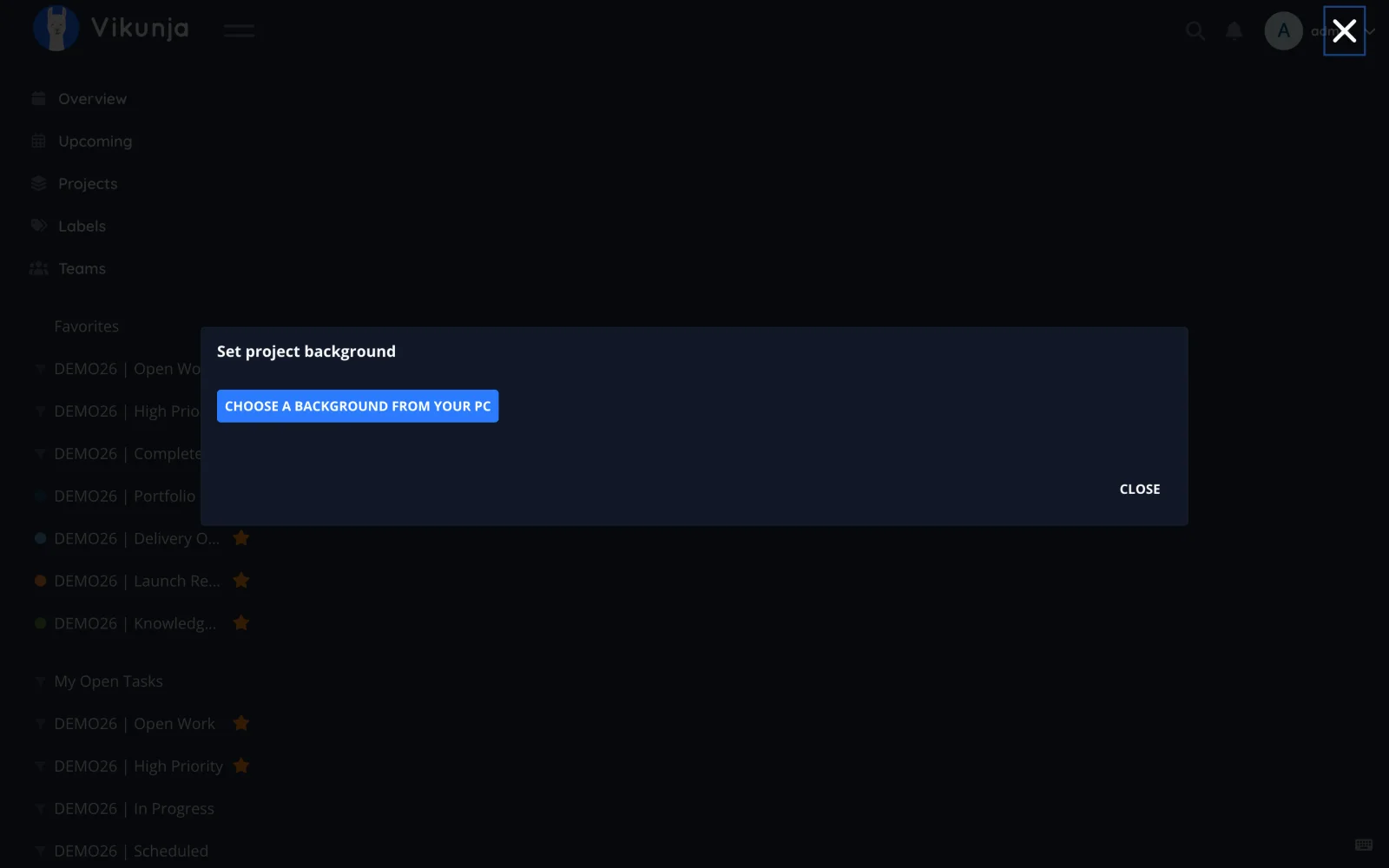 Dark Retina Project Background Settings