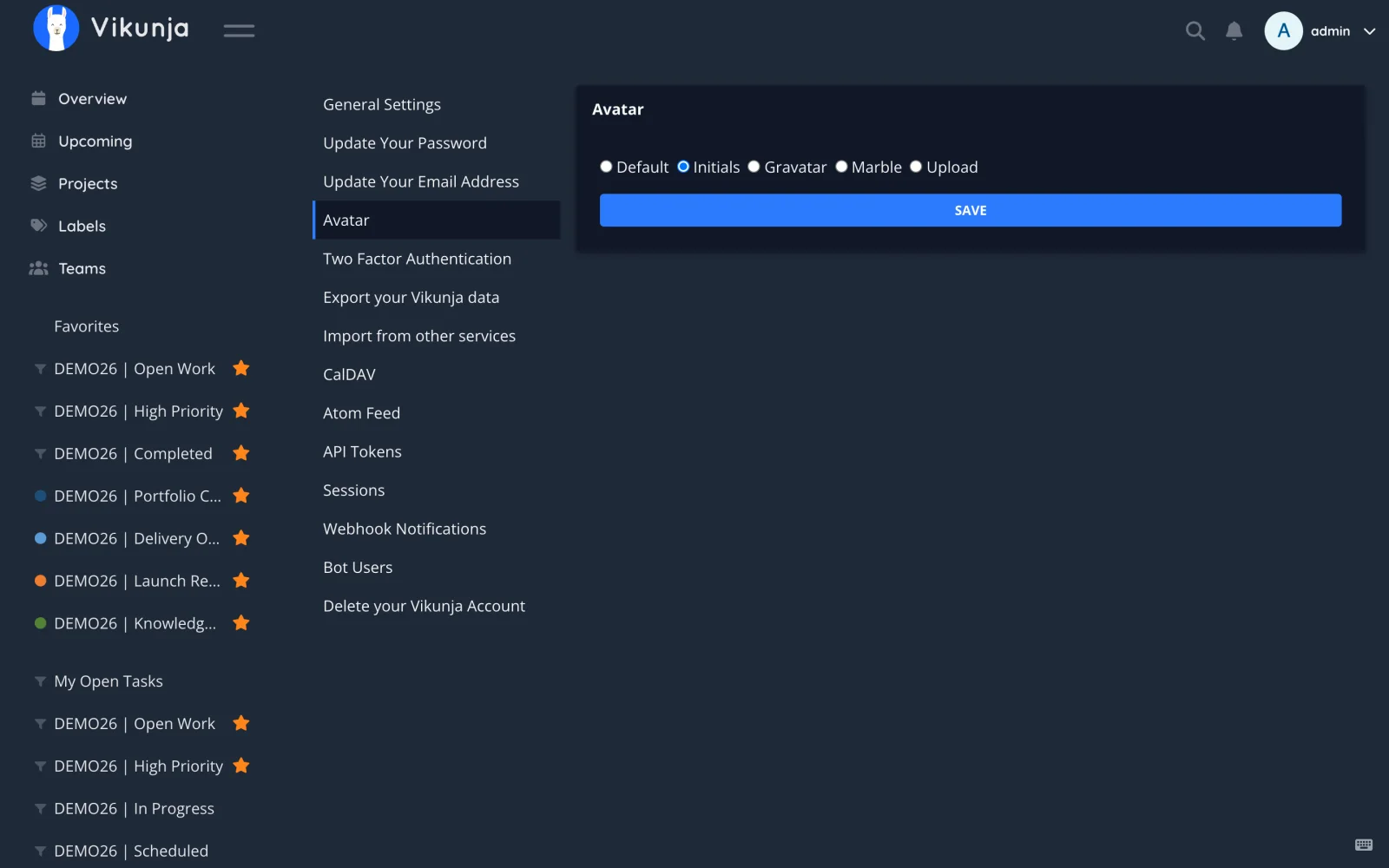 Dark Retina Avatar Provider Settings