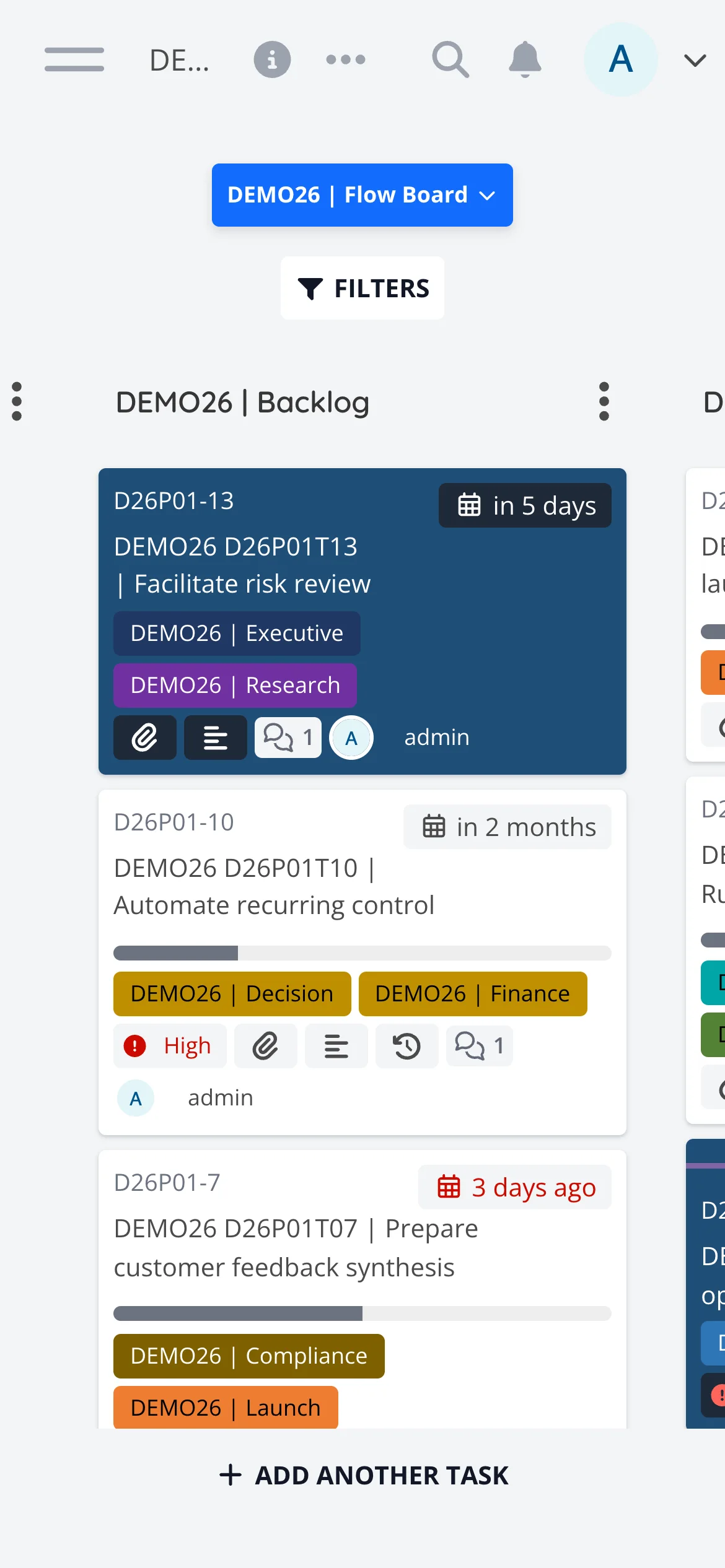 Light Mobile Project Kanban Board