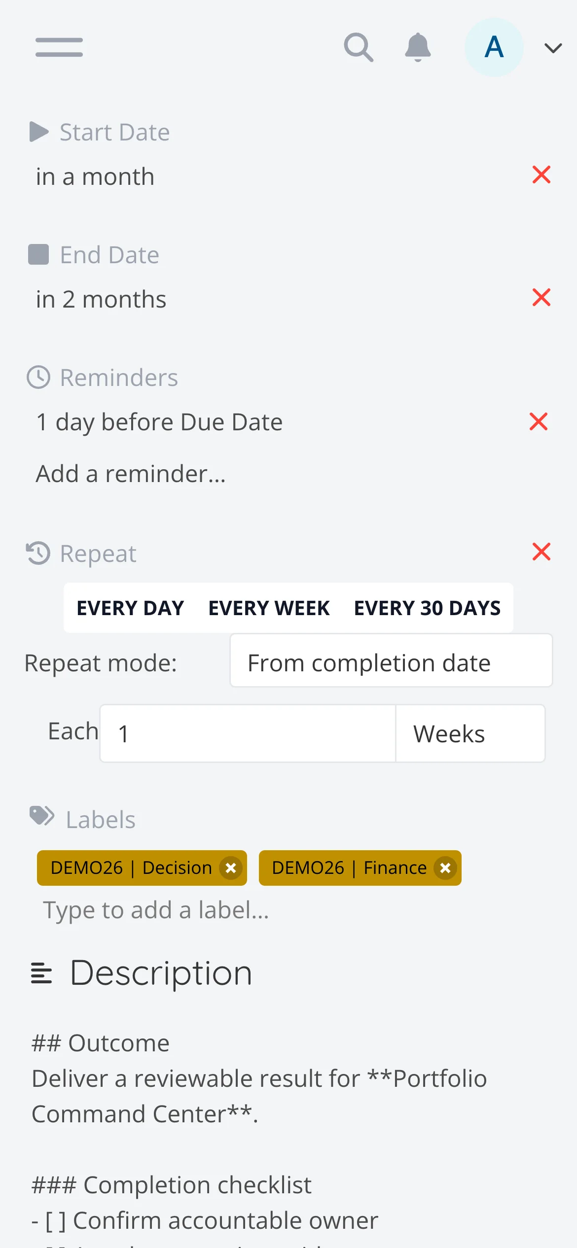 Light Mobile Task Properties