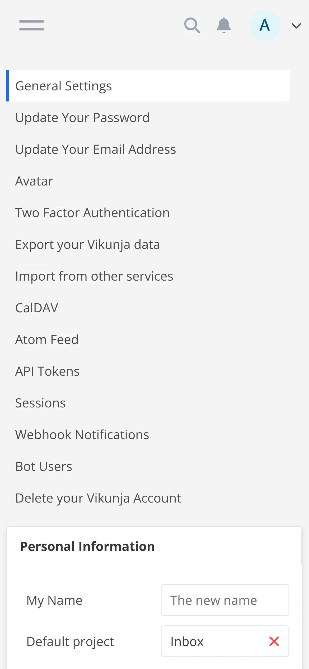 Light Mobile General User Settings