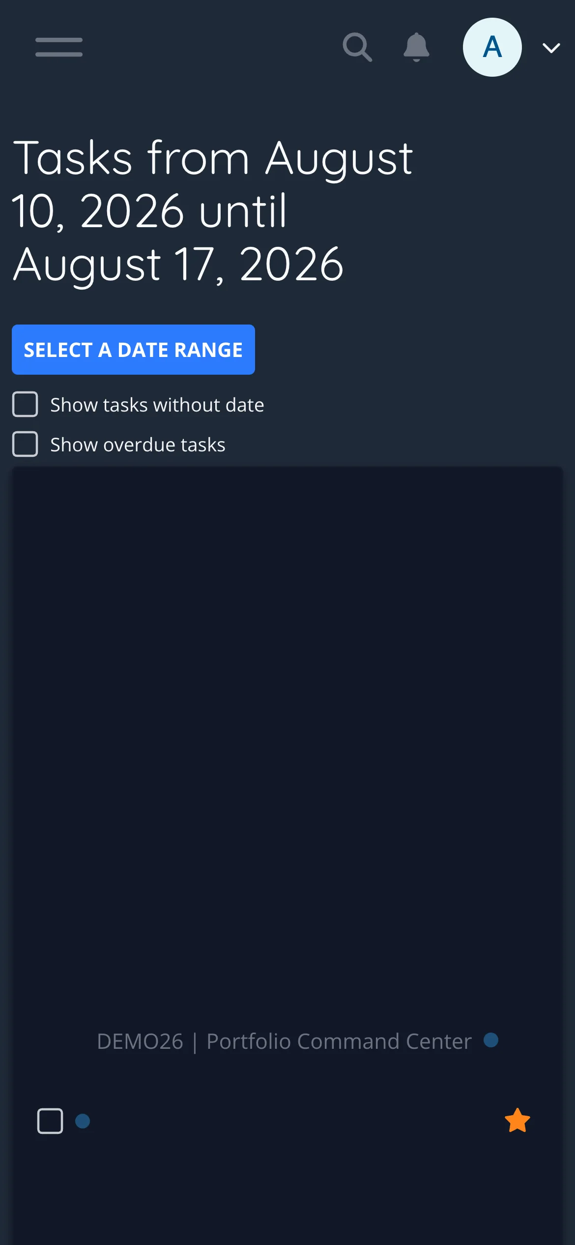Dark Mobile Upcoming Tasks