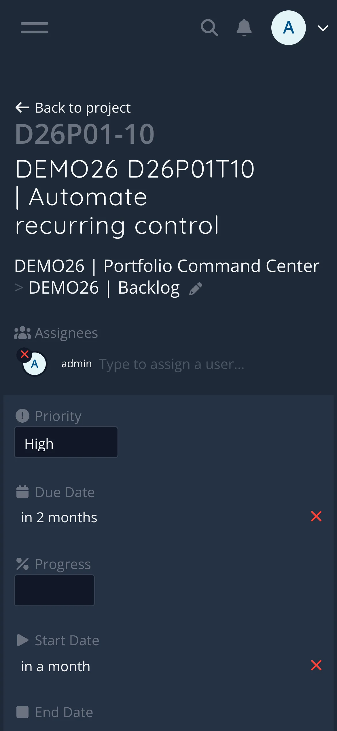 Dark Mobile Task Detail