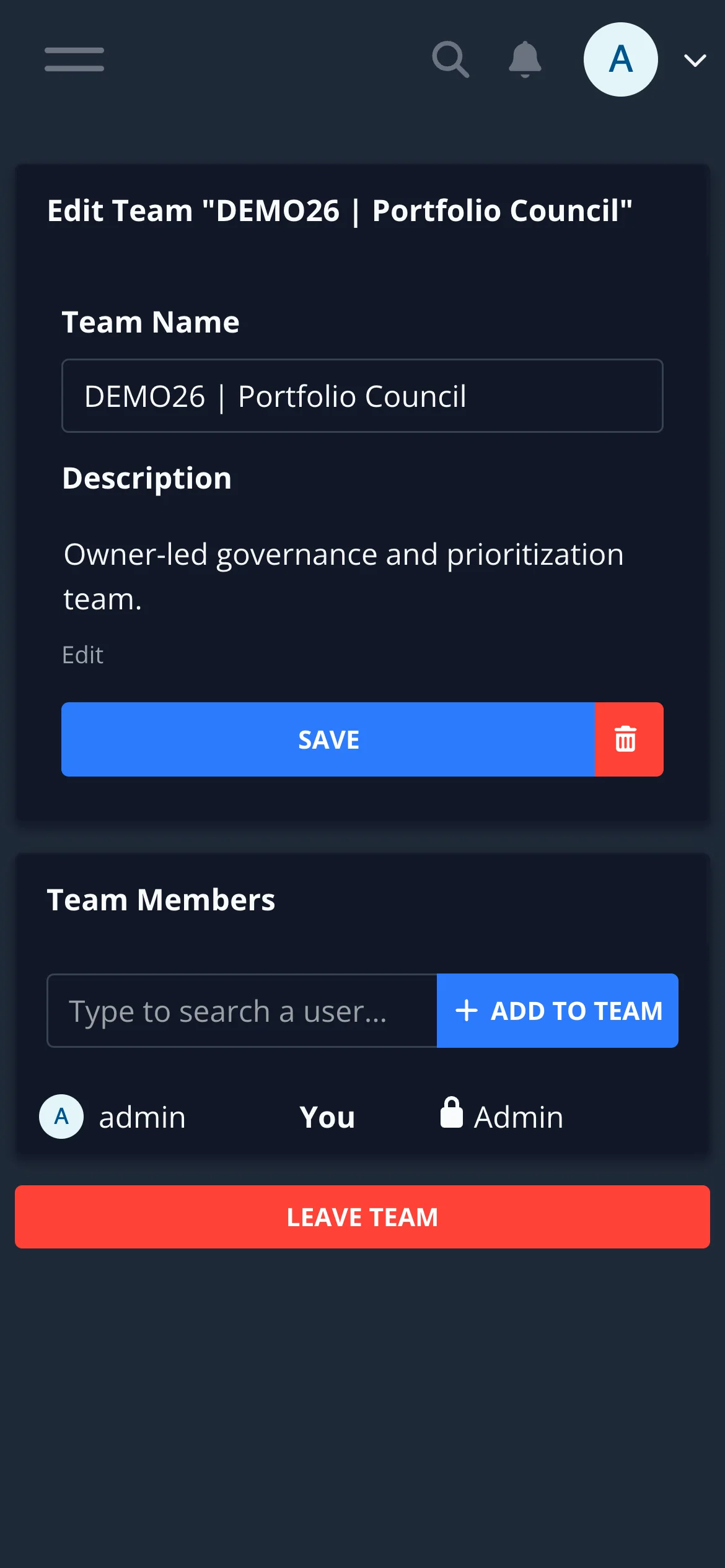 Dark Mobile Team Detail