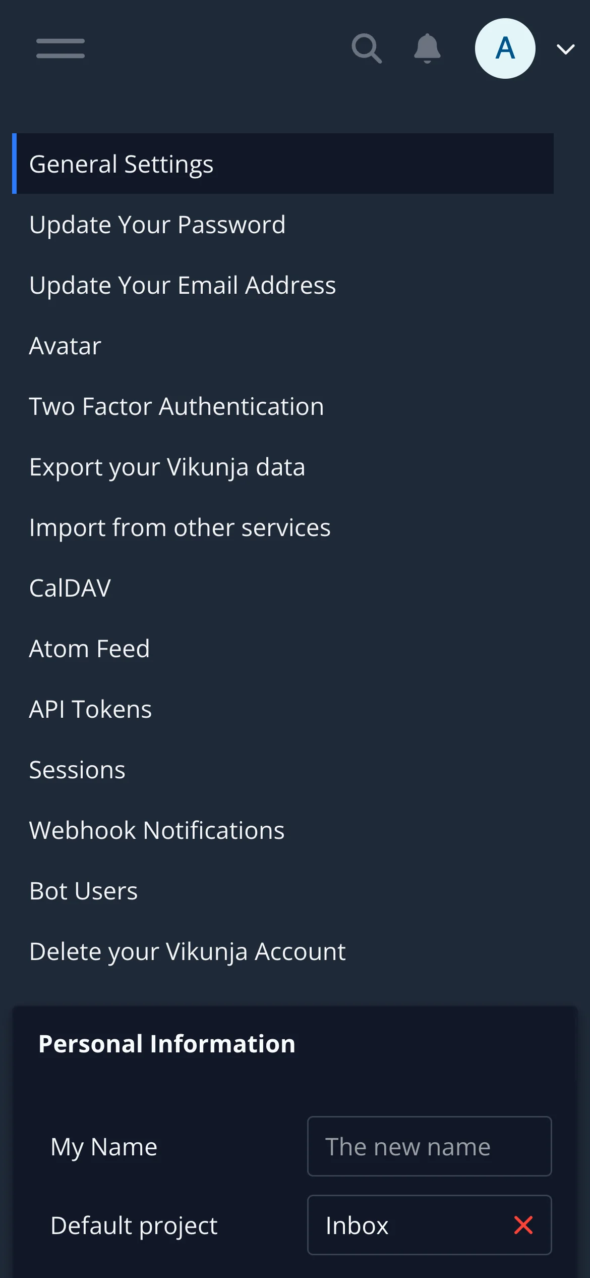 Dark Mobile General User Settings