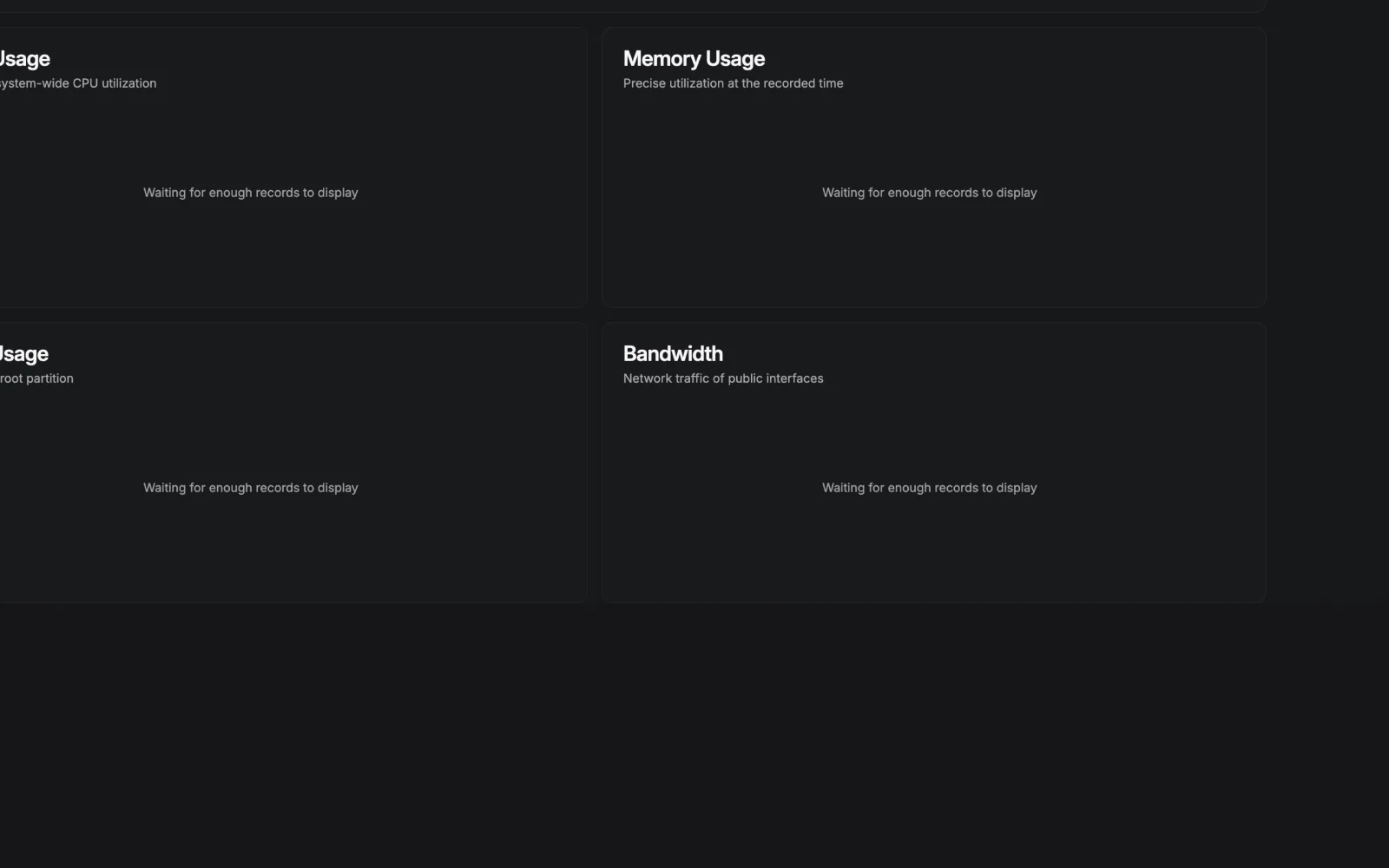 Storage Metrics Focused View Crop - retina dark in the Beszel interface