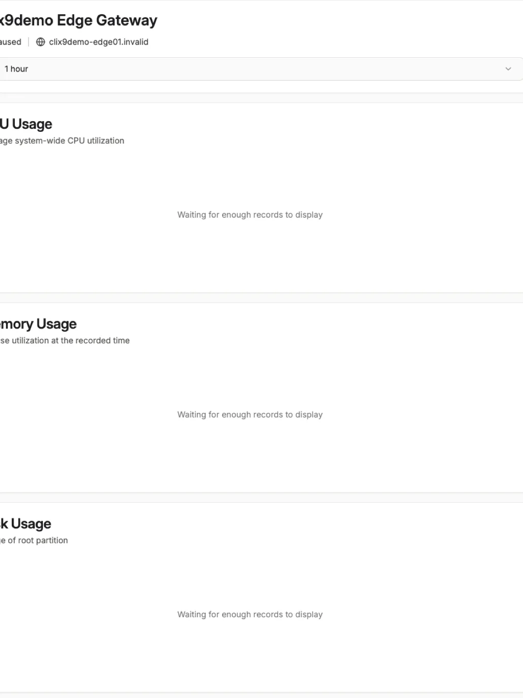 Edge Gateway Metrics Focused View Crop - tablet light in the Beszel interface