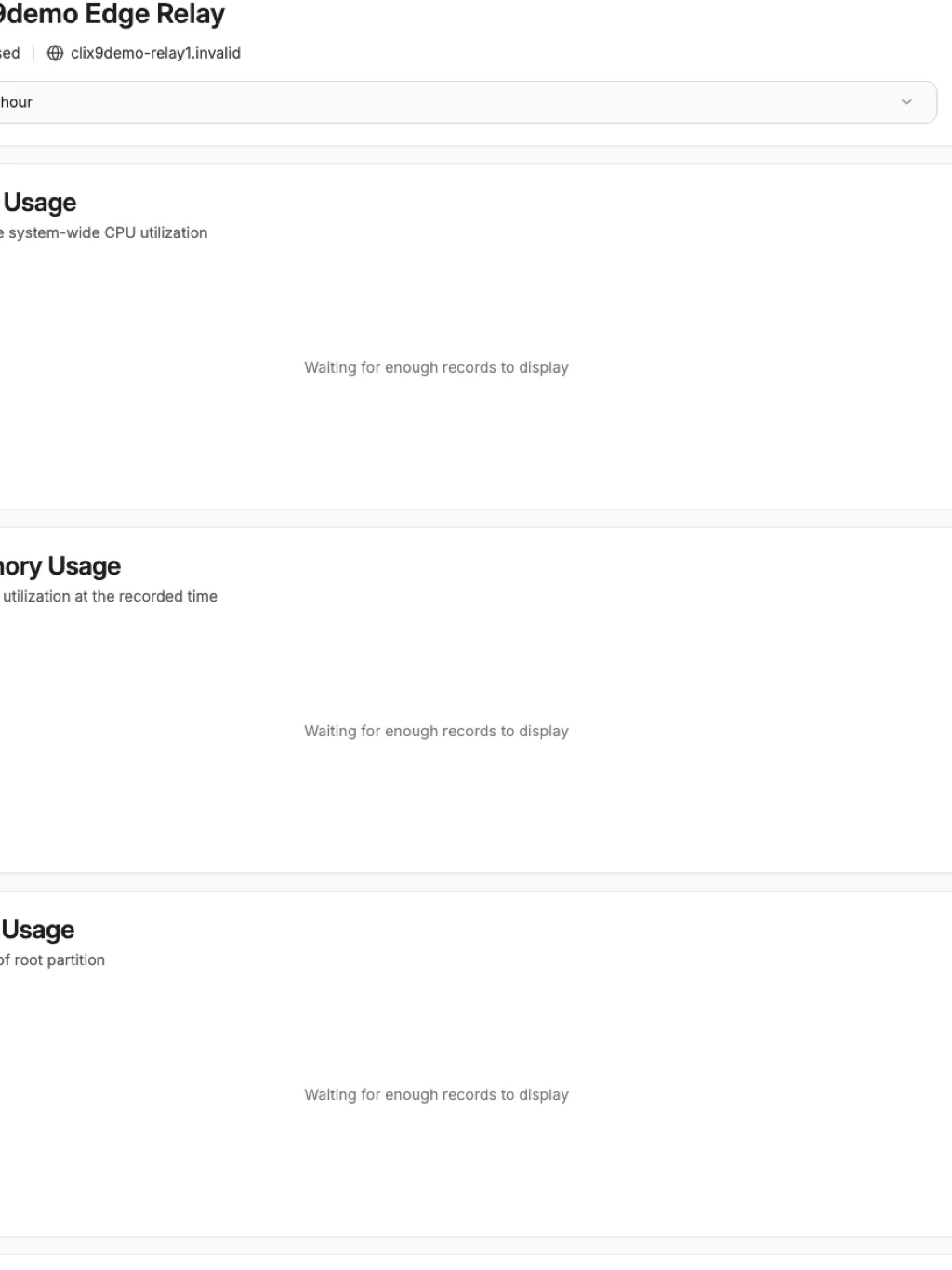Edge Relay Metrics Focused View Crop - tablet light in the Beszel interface