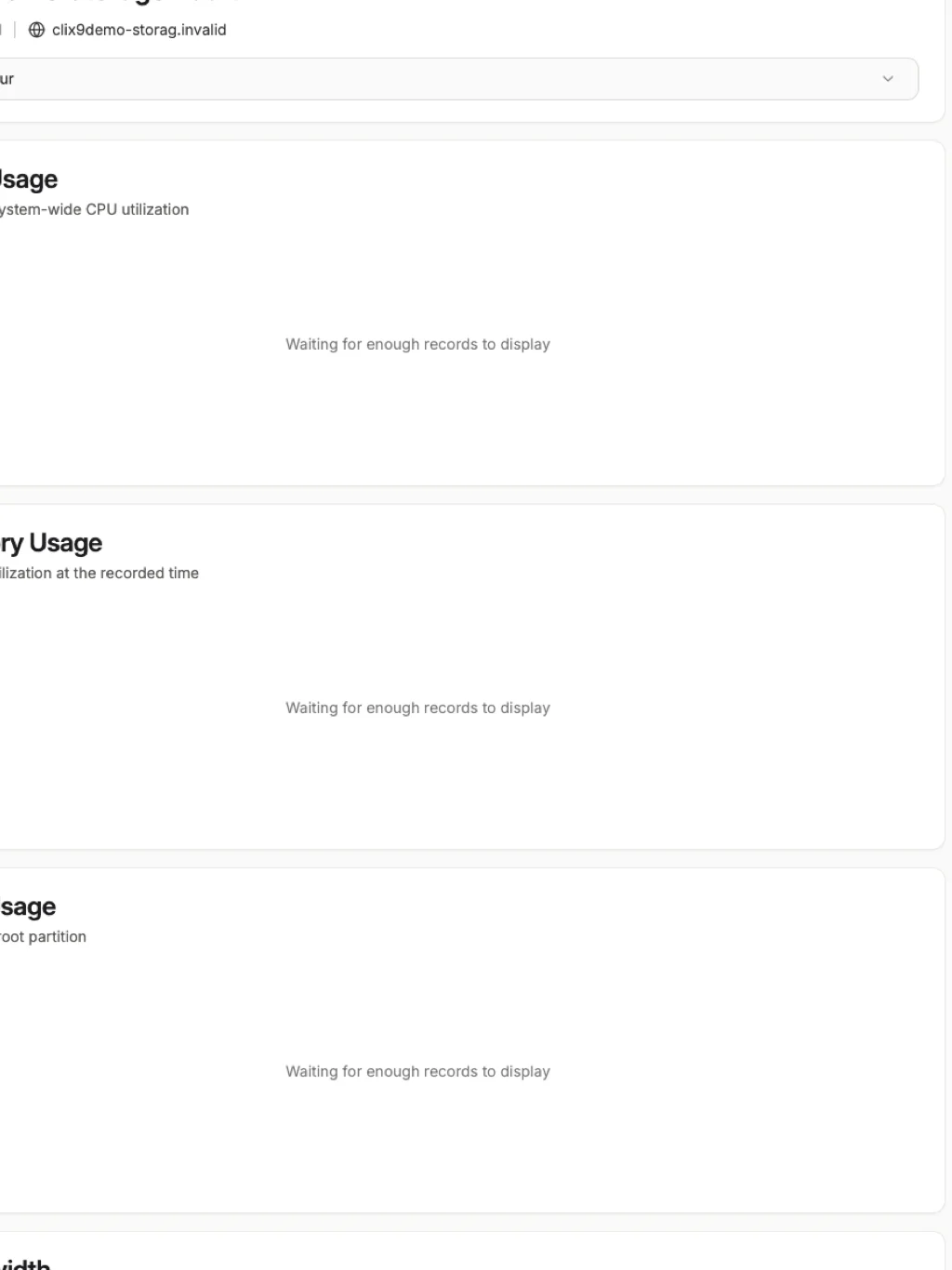 Storage Metrics Focused View Crop - tablet light in the Beszel interface