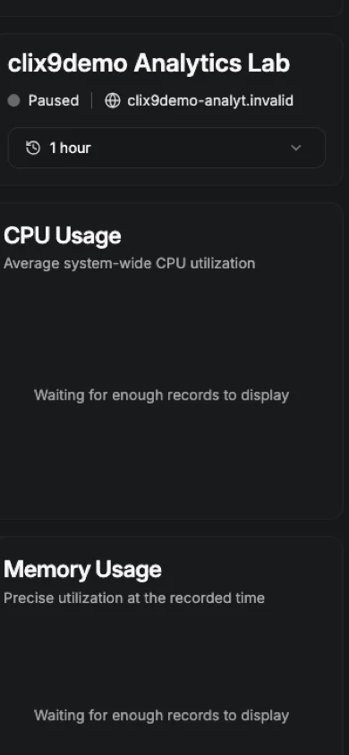 Analytics Metrics Focused View Crop - mobile dark in the Beszel interface