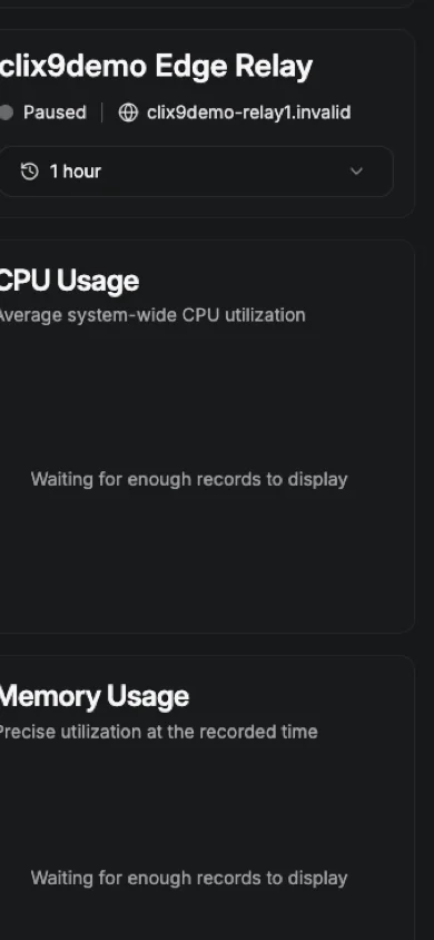 Edge Relay Metrics Focused View Crop - mobile dark in the Beszel interface