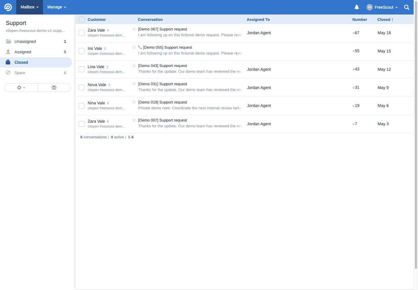Support closed queue in the FreeScout desktop interface