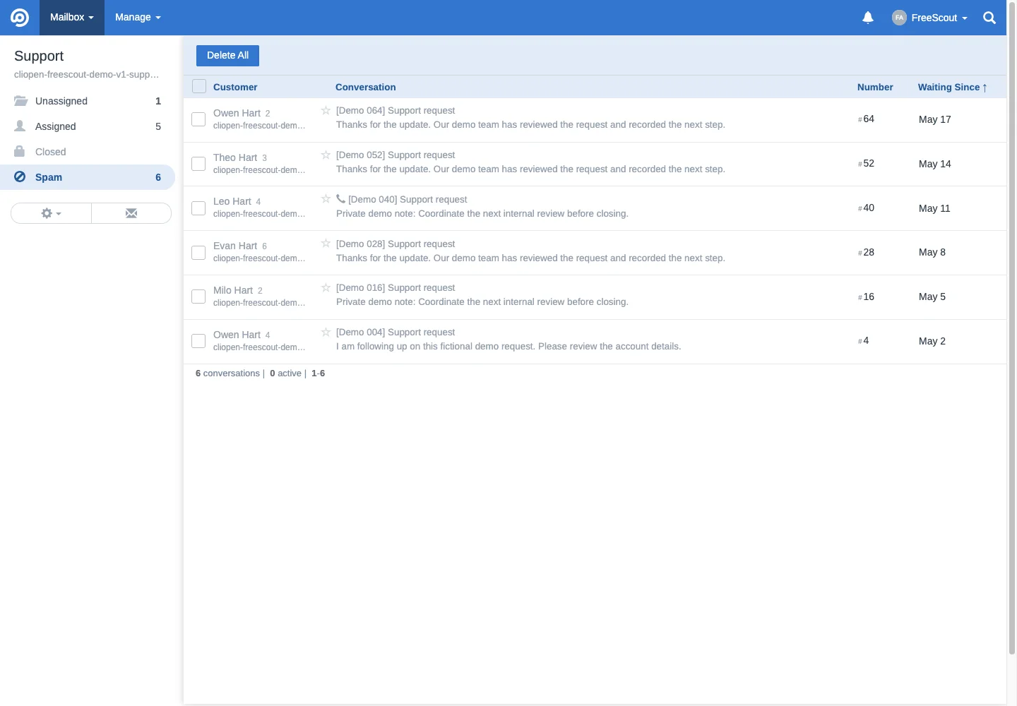 Support spam queue in the FreeScout desktop interface