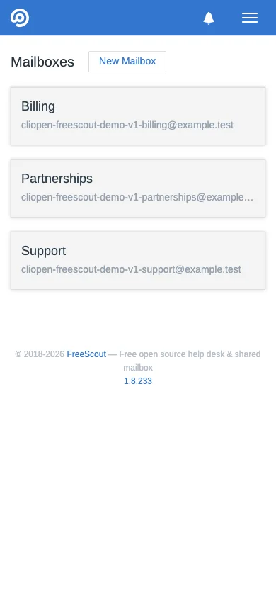 Mobile mailbox administration in the FreeScout mobile interface