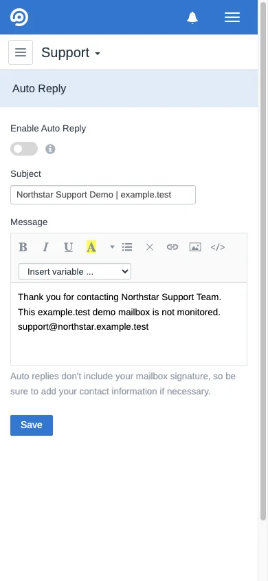 Mobile disabled support auto-reply in the FreeScout mobile interface