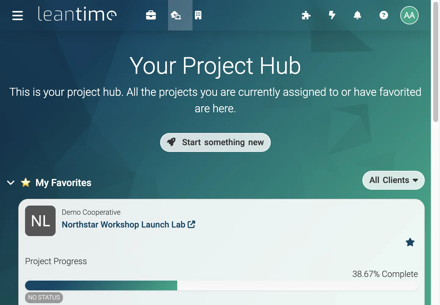 Project Hub Portfolio - desktop light theme in Leantime