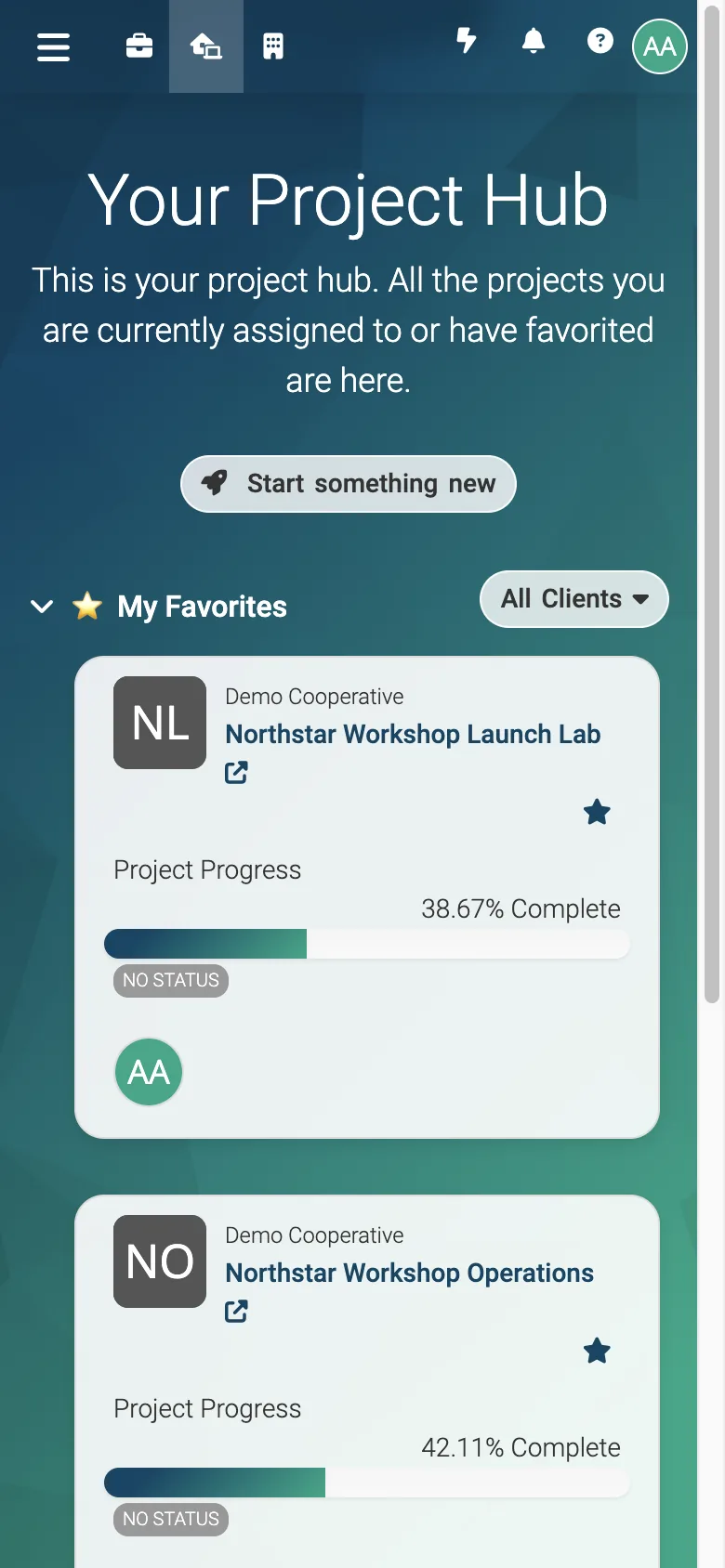 Project Hub Portfolio - mobile light theme in Leantime