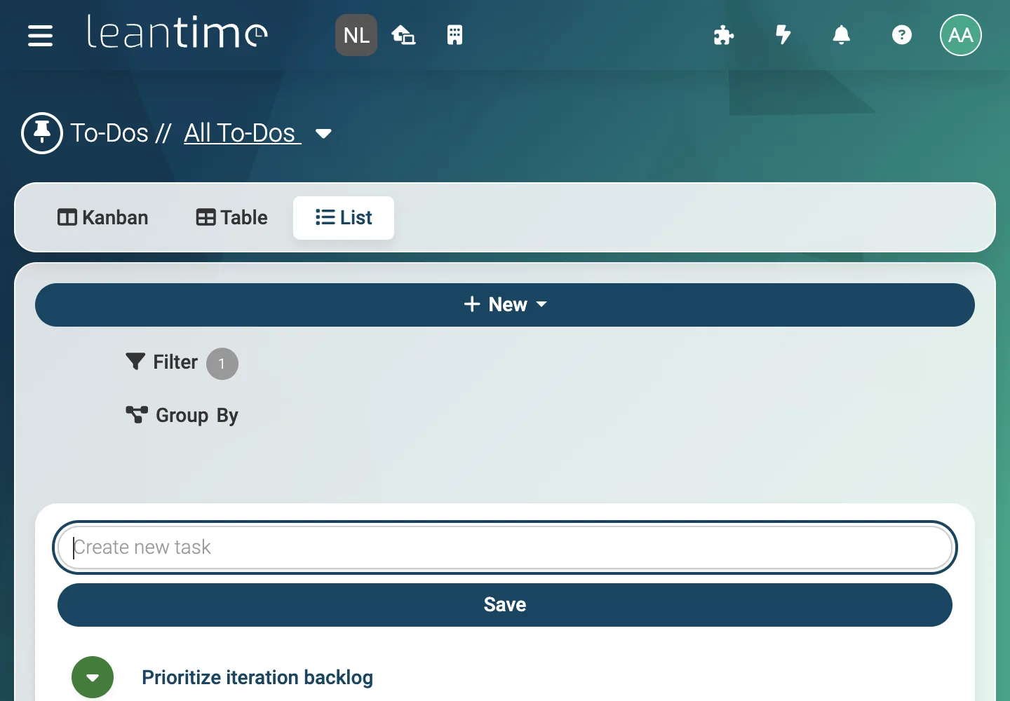 Operations To-Do List - desktop light theme in Leantime