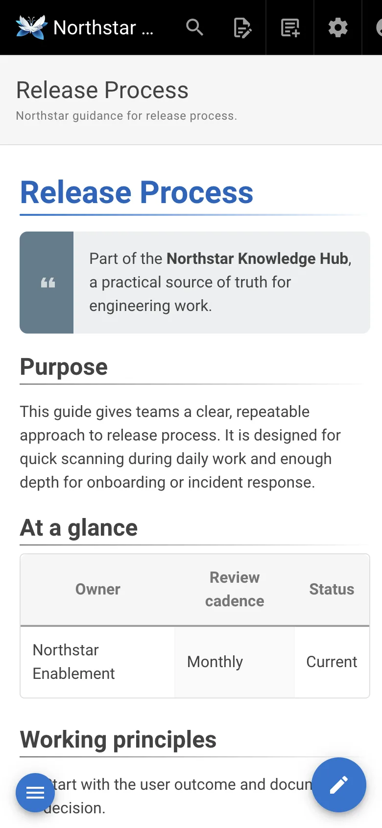 Release guide - mobile light theme in the Wiki.js interface