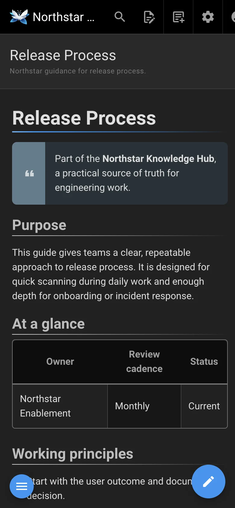 Release guide - mobile dark theme in the Wiki.js interface