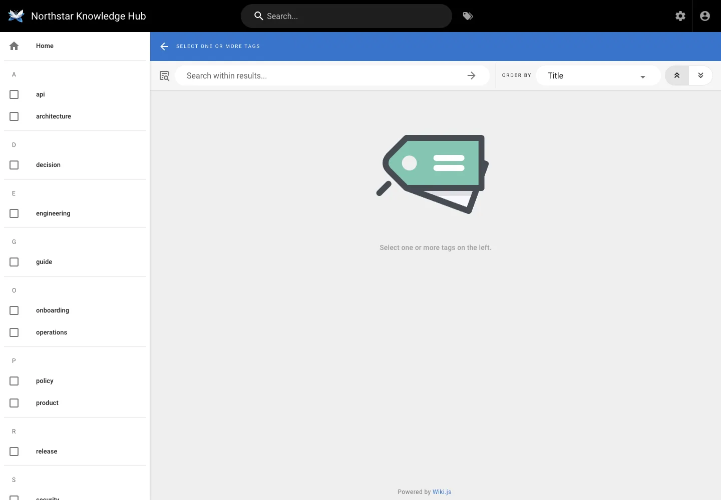 Tag browser - desktop light theme in the Wiki.js interface